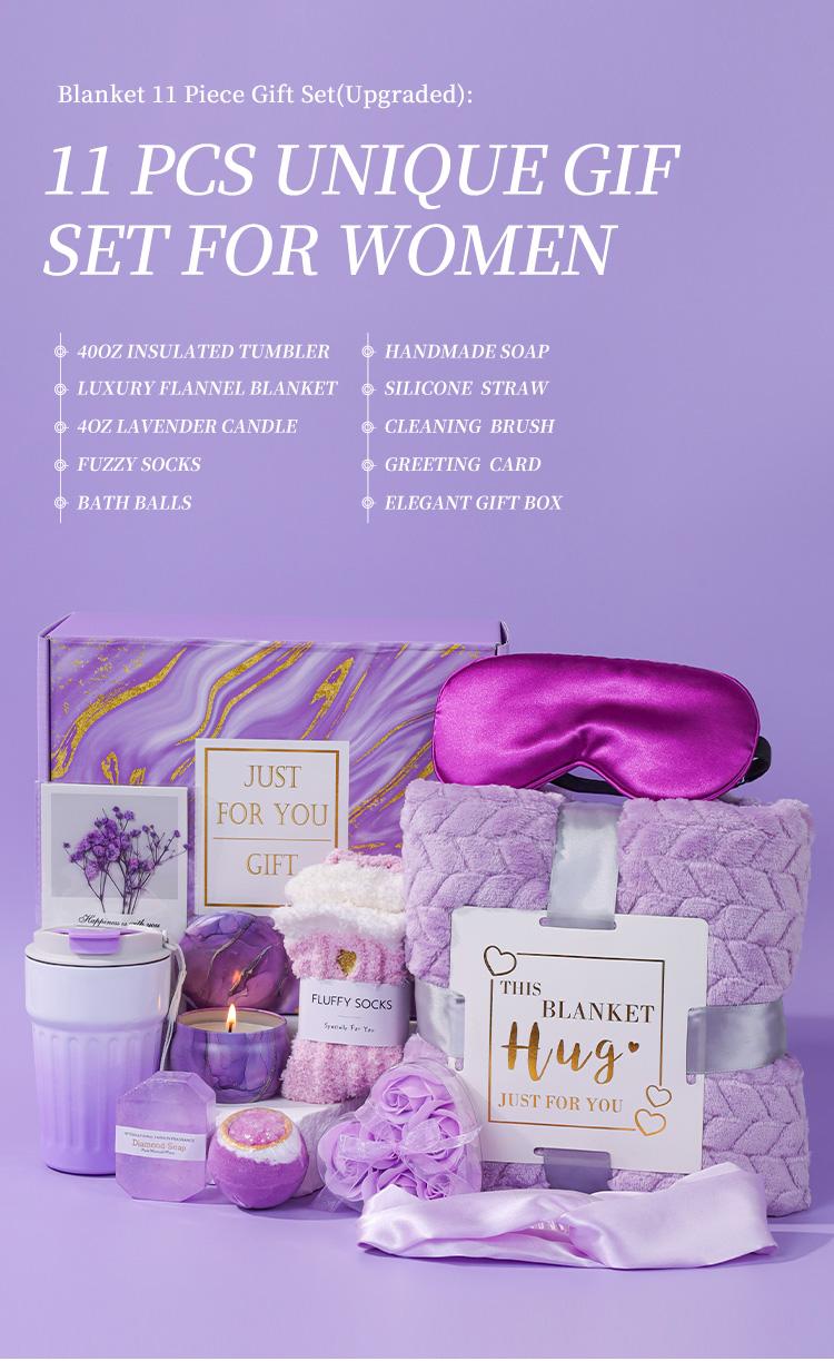 Christmas Thanksgiving Birthday Gifts for Women, Self Care Gifts, Get Well Soon Gifts, Relaxing Spa Gifts, Care Package, Unique Anniversary Gift Basket with Flannel Blanket for Mother, Wife, Best Friend, Sister,Her
