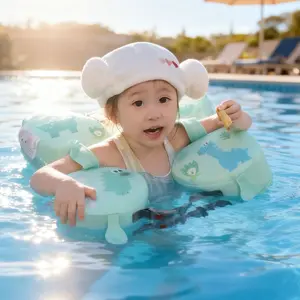 Upgraded Safety! Non-Inflatable Butterfly Swim Float for Toddlers  1-4Y, Anti-Roll Armpit Ring with Security Harness