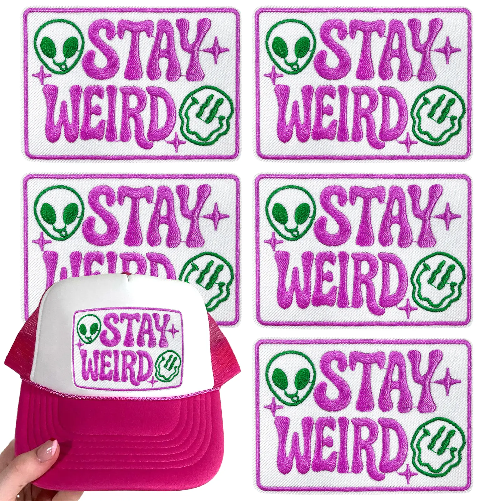 CY 5PCS Iron on Patches Tucker Hats Funny Phrase Embroidered Appliques DIY Accessories for Clothing Bags Jackets Jeans Backpacks