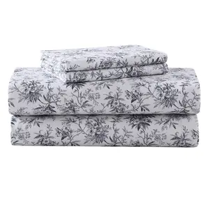 Laura Ashley Faye Black Toile Twin Flannel Sheet Set