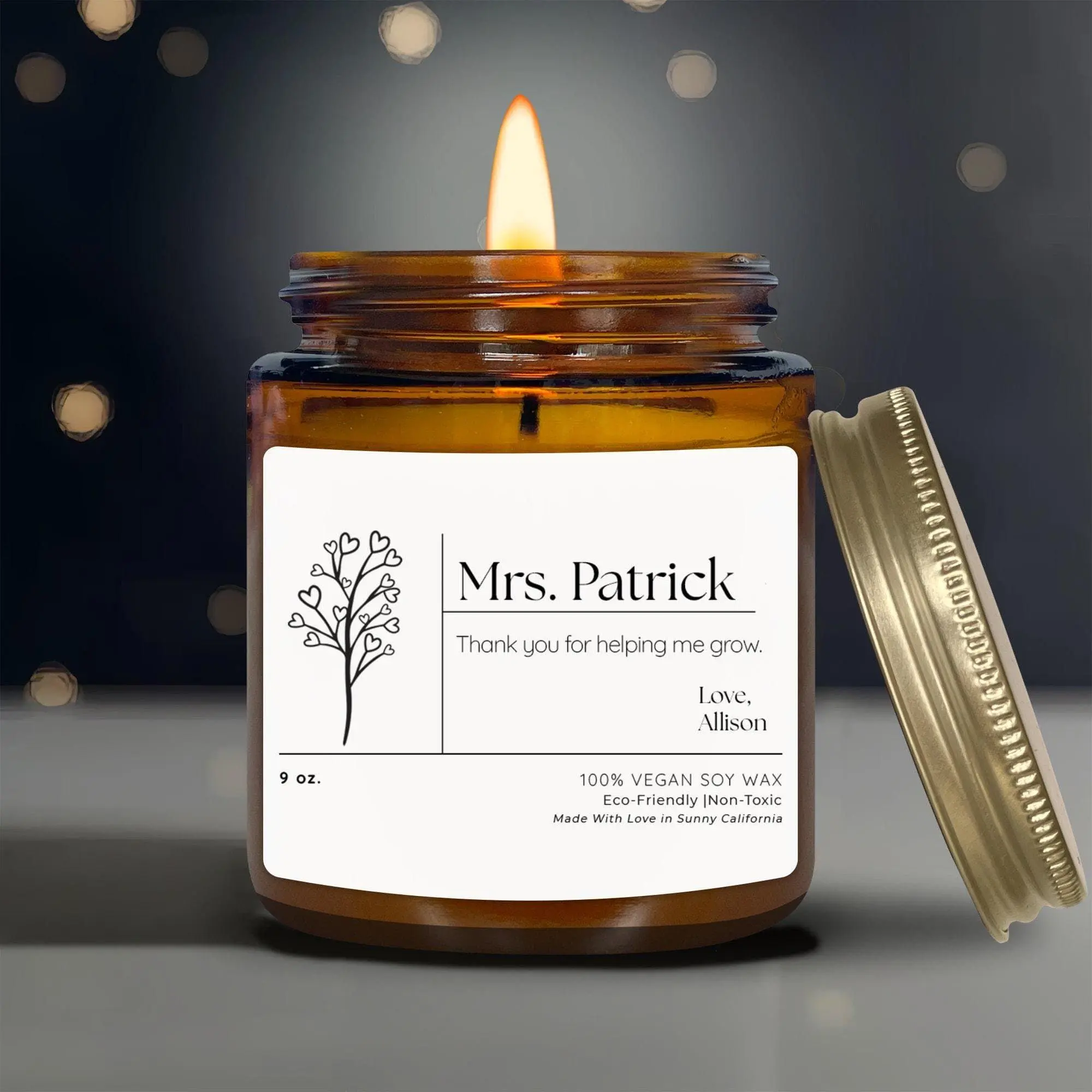 Personalized Christmas Gift for Teacher, Teacher Appreciation Gift, Personalized Teacher Soy Wax Candles, Teacher Gift, Gift for Her
