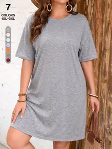 Loose Fit T-Shirt Dress, Round Neck Short Sleeve, Breathable, Skin-Friendly and Soft, Comfortable Home Wear, Casual Daily, house dress，Sleepwear，loungewear