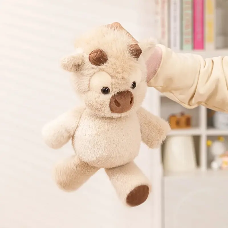 Wholesale Cuddly Plush Toys Cattle High Quality Fluffy Sitting Pose Doll Warm Cozy Children Companion Xmas Gift Home Decor Gift