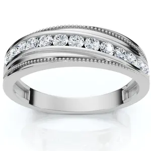 1/2Ct Men's Diamond Wedding Anniversary Ring 10k Gold Lab Grown Channel Set