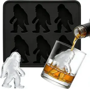6 Cavities Bigfoot-shaped Ice Cube Mold, Big Foot Shaped Ice Mold, for Easy-remove Fun Shapes, Cute Funny Ice Cube Tray, for Party Drinks Whiskeys Cocktails, Safe Kitchen Gadget