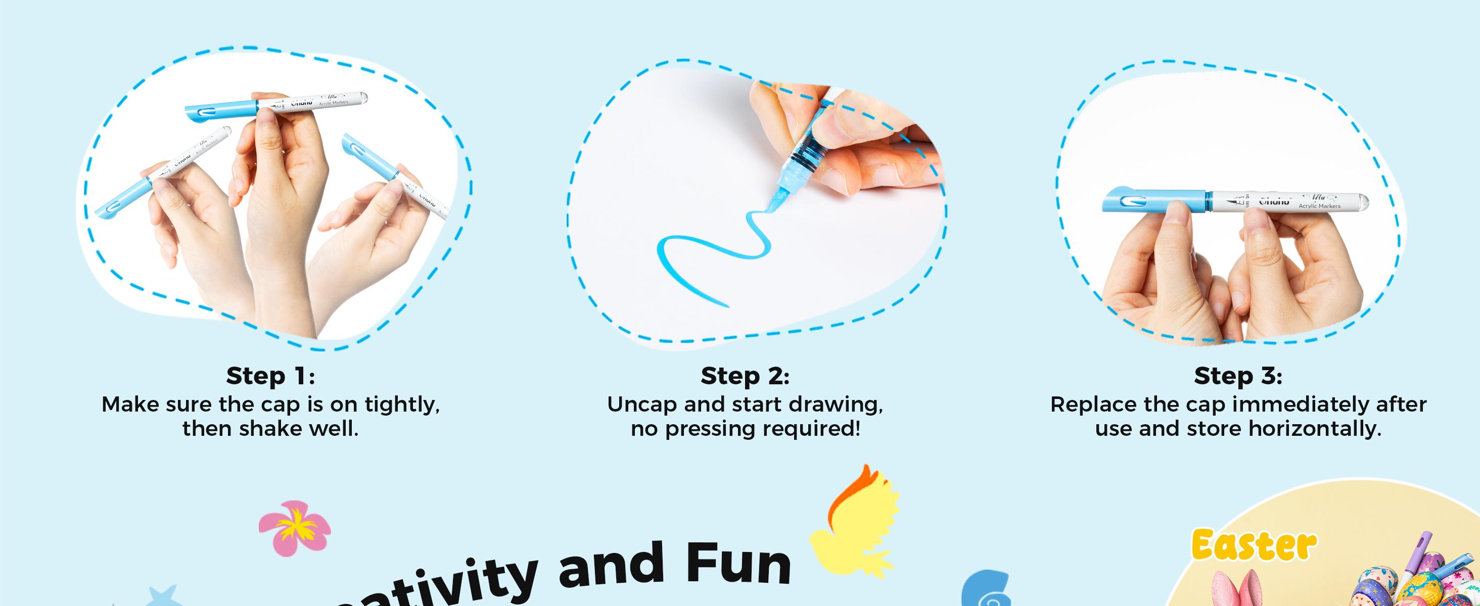 【Back to school shopping】Ohuhu Ulu Acrylic Paint Markers: Brush Tip -  48 Colors - Waterproof Flexible Tip Acrylic Markers, Premium Paint Pens for Various Surfaces, Acrylic Paint Markers, Markers for Coloring, Art Supplies, Acrylic Marker, Summersale