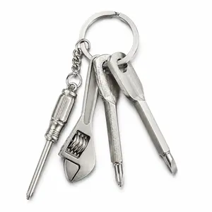 4-in-1 Mini Multi Tool Keychain, Stainless Steel Pocket EDC Tool with Adjustable Wrench, Flathead & Phillips Screwdriver Tips, Compact Portable Key Ring Tool for Home, Bike, Office, Outdoor & Daily Repairs