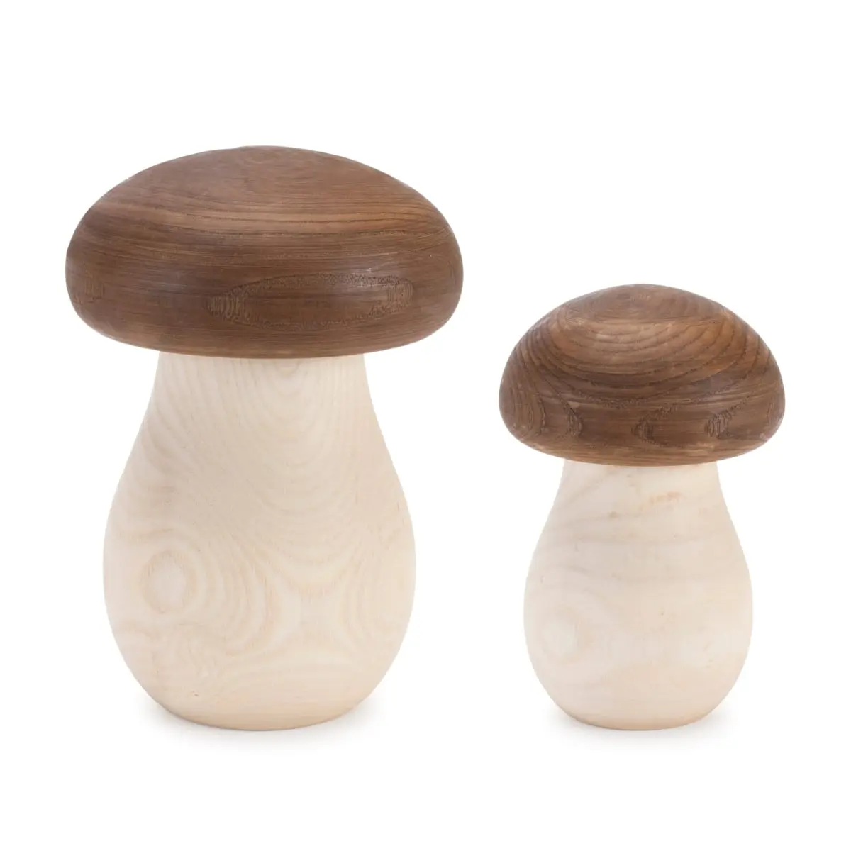 360 Stand Nature-Inspired Wooden Mushroom Storage Box Set (2-Piece) - 5 in. & 6.5 in., Brown & Beige, Traditional Home Decor for Gifting, Wooden Storage Box, Decorative Home Accessories, Organizer Storage Box, Room Accessories