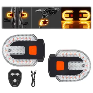Waterproof Bike Tail Light - USB Rechargeable Bicycle Turn Signals with Remote Control Rear - Bike Light Safety Warning Lights - Bike Alarm for Night Riding