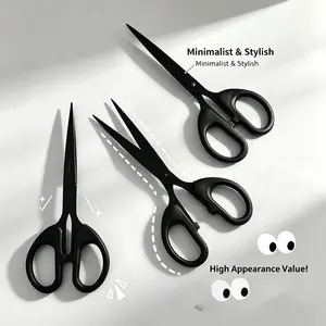 8PCS Teflon Coated Matte Black Scissors Non-Stick Rust-Proof Sharp Blades Ergonomic Grip Multipurpose for Office Home Craft Sewing