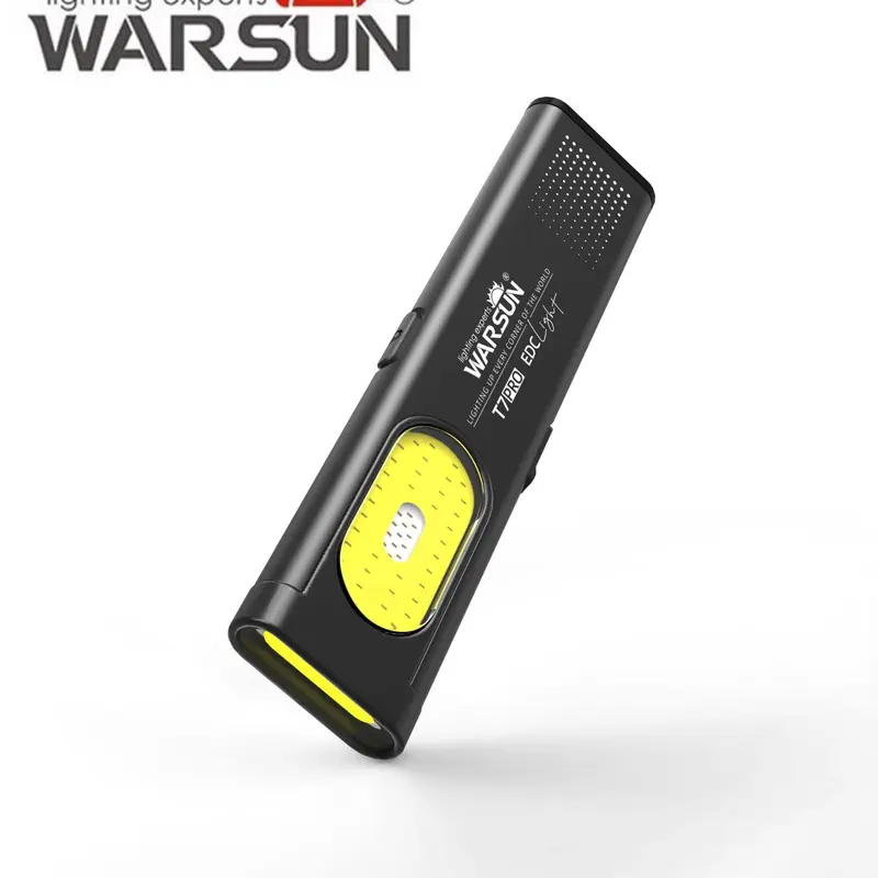 WARSUN T7 EDC Flashlight, Pocket LED Work Light with Magnetic Base & Clip, USB-C Rechargeable, Compact Everyday Carry Tool for Camping, Car Repair and Outdoor Use