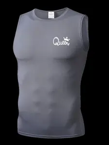 Men's Short Sleeve Sporty Tee, Quick-Dry Breathable Fabric, Queen Pattern Print, Ideal for Fitness, Running, Boxing, Outdoor Activities