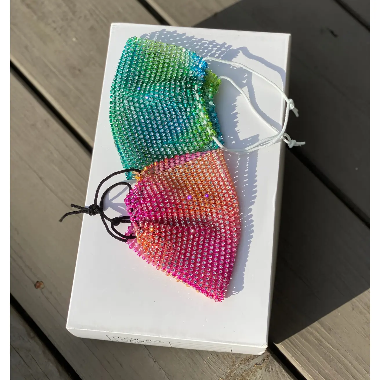 Glam Face Mask - Colorful Rhinestone Mask with Loops for Versatile Use