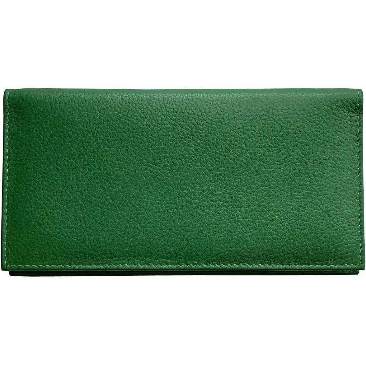 Basic Checkbook Cover, Green, 3.5X6.75" in, with Slip Pocket, Fits Top Standard Checkbooks, for Men - Office Stationery Desk Organizer Accessory, 3.5 Inches By 6.75 Inches
