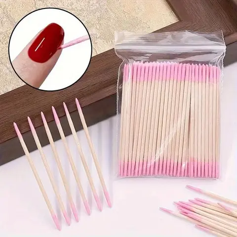 Professional Dual-Tip Pointed Cotton Swabs, 100-500 Pcs, for Beauty Eyebrow Makeup Cleanup, Nail Art Correction & Polish Removal Tool Accessories