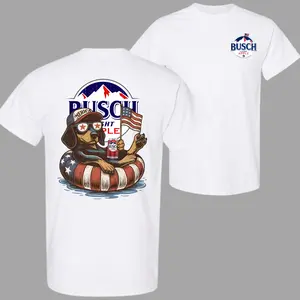 Busch Apple Beer 4th Of July Dog T-Shirt, Patriotic American Vibes Graphic Tee, Funny Drinking Dog Shirt, Golden Retriever Beer Lover Tee, Father’s Day Gift, Trendy Graphic T-Shirt For Men And Women
