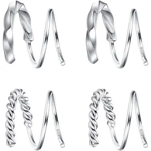 Fansilver 2 count Twist Wrap Spiral Earrings for Women Double Hoop Climber Cuff Earrings Hypoallergenic Tiny CZ Cartilage Twist Piercing Earrings