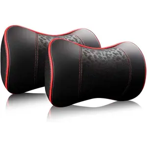 Leather  Pillows,  Rest Cushions, Memory   Support, Comfortable Travel  Seats and Home Office Soft Pillows, Red a Set (2 pcs)