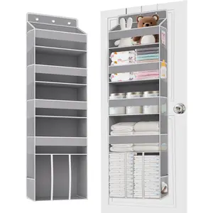 TAHAVICE Heavy Duty Over the Door Organizer with Large Capacity Caddy, Behind Door Storage with 10 Mesh Side Pockets, Back of Door Hanging Organizer for Closet, Bathroom, Laundry