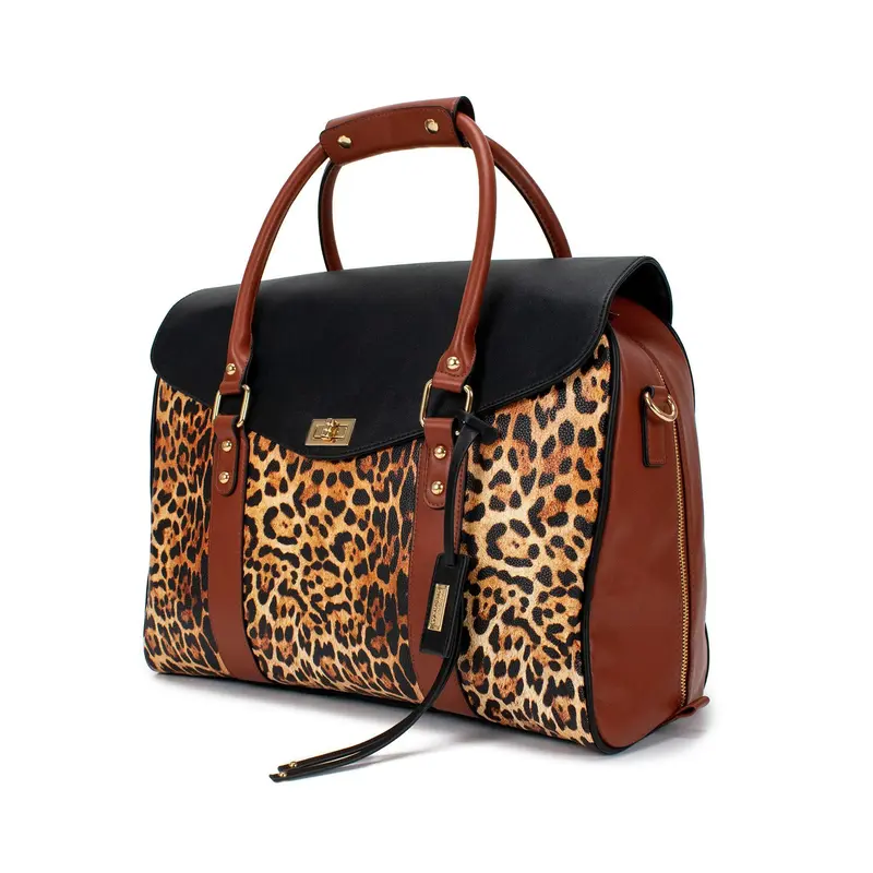 Badgley Mischka Leopard Travel Tote WeekenderBag