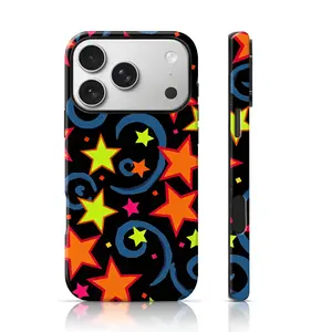 Fluorescent Star Swirl Aesthetic Design Phone Case 360 Protection for iPhone 17 Pro Max/16 Pro Max /15Pro Max 15/14/13/12 & Samsung S26 /S25Ultra Tiktok Hot Selling