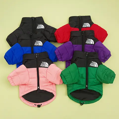 Multi-color autumn and winter pet clothes trendy brand cotton clothes windproof and rainproof dog clothes medium and large dogs winter warm cotton clothes jacket