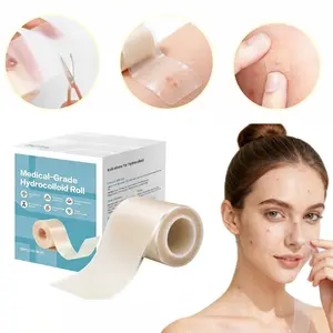 (A)Hydrocolloid Roll for Wound Care-Cut-to-Size, Extra Large hydrocolloid Patch Bandages with Self-Adhesive, Ultra Absorbent, Flexible & Waterproof, First Aid Kit Essential Healthcare acne pimple patch bandaids