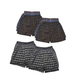 12 Pack Men's Cotton Blend Boxer Shorts Random Mixed Color Woven Relaxed Fit Boxers Breathable Underwear Button Fly Pouch Elastic Waist Menswear