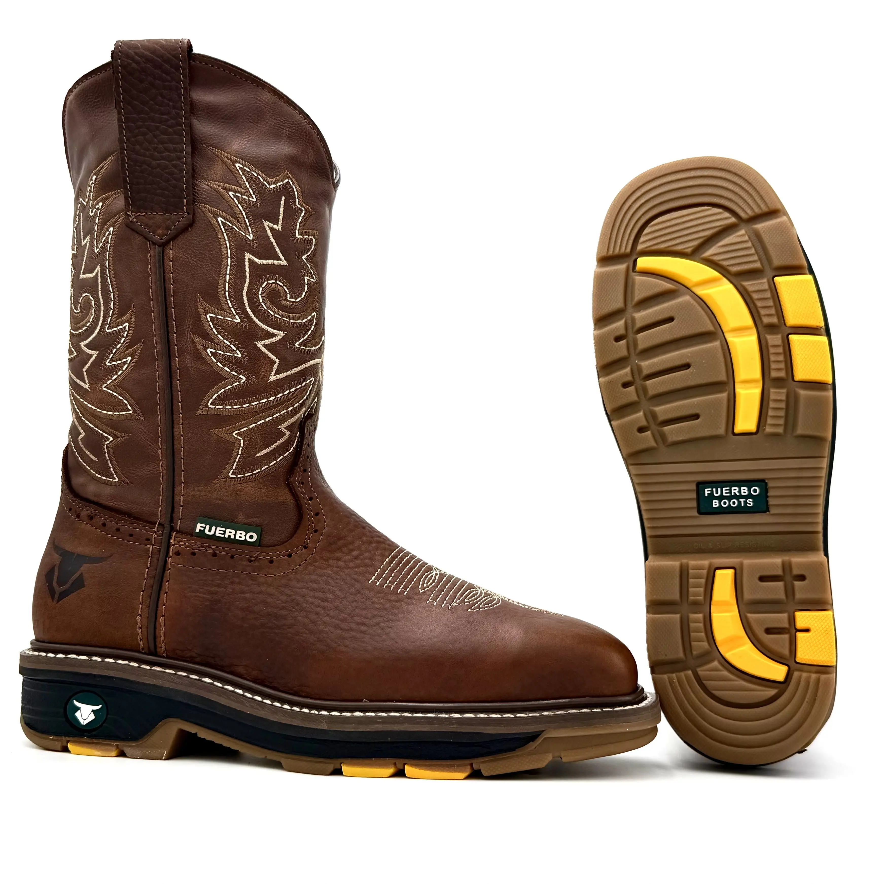 Silver Bull Steel Toe Rodeo Work Boot Square Toe Goodyear Welt Full Grain Leather Footwear Mid-Calf Shoe Bota SB-5959 Comfort Walking Shoes