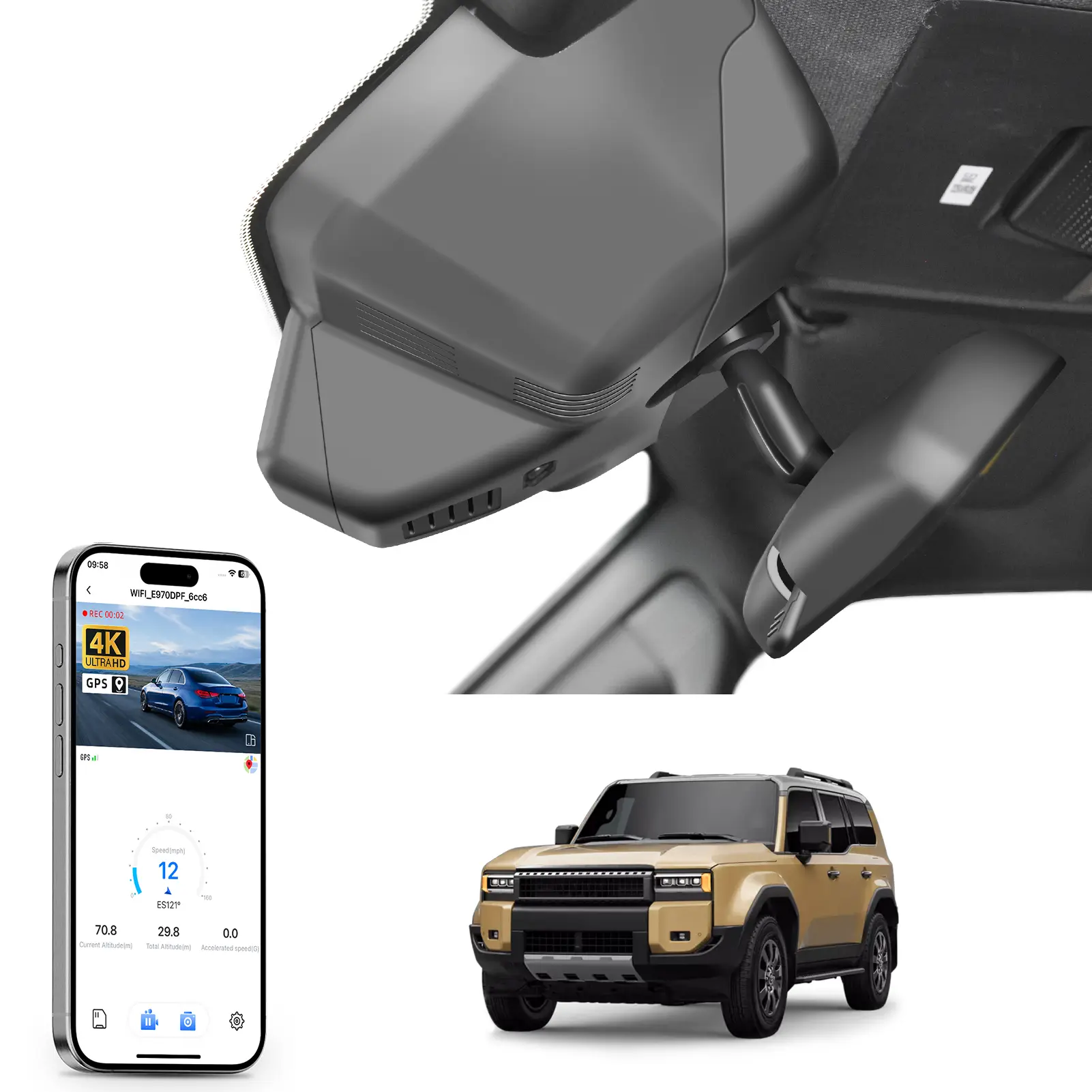 Mangoal 4K Dash Cam Custom fit for Toyota Land Cruiser 2024 2025 2026 (J250/Gen15)