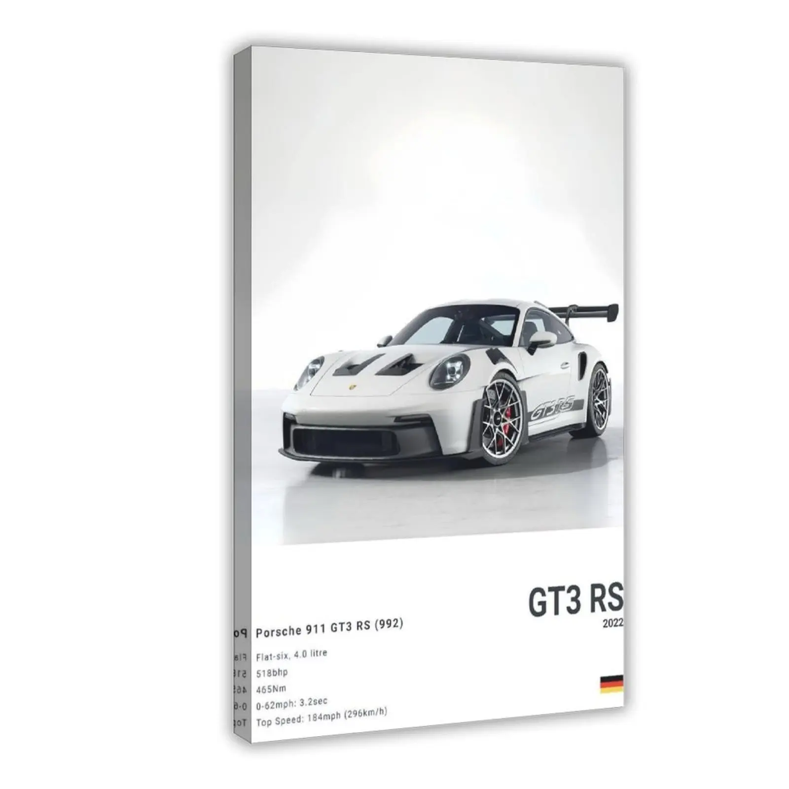 911 GT3 RS Artistic Canvas Poster, Sporty Supercar Themed Eco-Friendly Home Decor Wall Art, Anti-Fade Ink Man Cave Decor Gift for Him