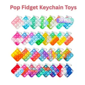 Pop Fidget Toys Bulk Its Party Favors for Kids 4-8 8-12 30 Pack Mini Pop Keychain It Small Fidgets for Classroom Prizes School End of Year Student Gifts from Teacher Birthday Goodie Bag Stuffers