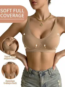 Women's Jelly Bra No Underwire Full Coverage Comfortable Casual Everyday Wear Padded Medium T-Shirt Style Bras for Daily Use