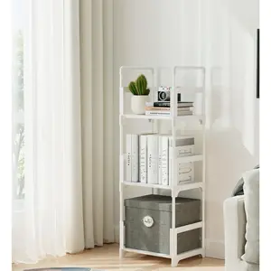 3-Tier Small Bookshelf, White Mini Book Rack with Open Shelves, Sturdy Easy-Assemble Storage Organizer for Bedroom, Living Room, Home Office, Closet