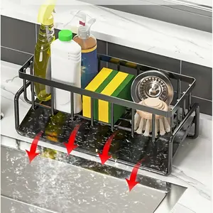 Space-saving heavy-duty sink organizer: drain function, non-slip storage for sponges/cleaning tools. Durable, easy-clean, perfect for kitchens, housewarming & Christmas gifts.