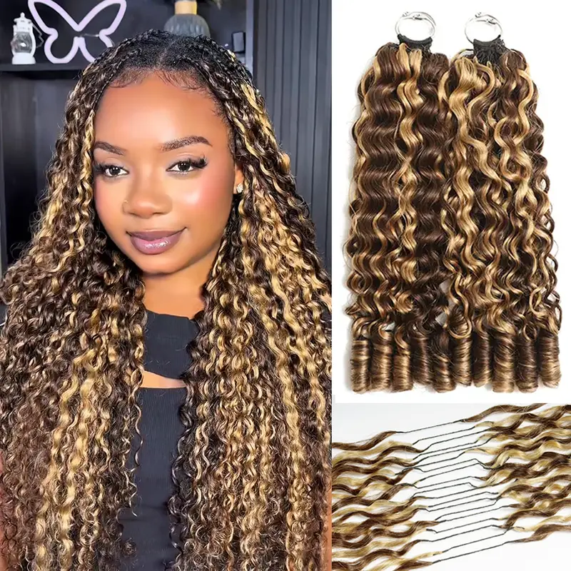 2026 New Highlight Ombre Honey Blonde 4/27 Human Hair Crochet Braids Extension - Pre-Separated, 50g, 40 Strands, Miracle Knots, 4-5 Packs for Full Head, Lightweight, No Tension, Reusable Feather, Beginner-Friendly, Consistent, Time-Saving Protective Style