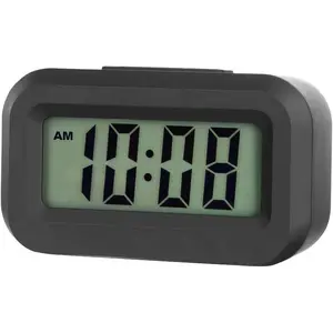 Small Digital Travel  Clock,Simple Operation,Easy to Read,Ascending ,12/24Hr,Snooze Soft Light for Bedside,AAA  Operated,Black