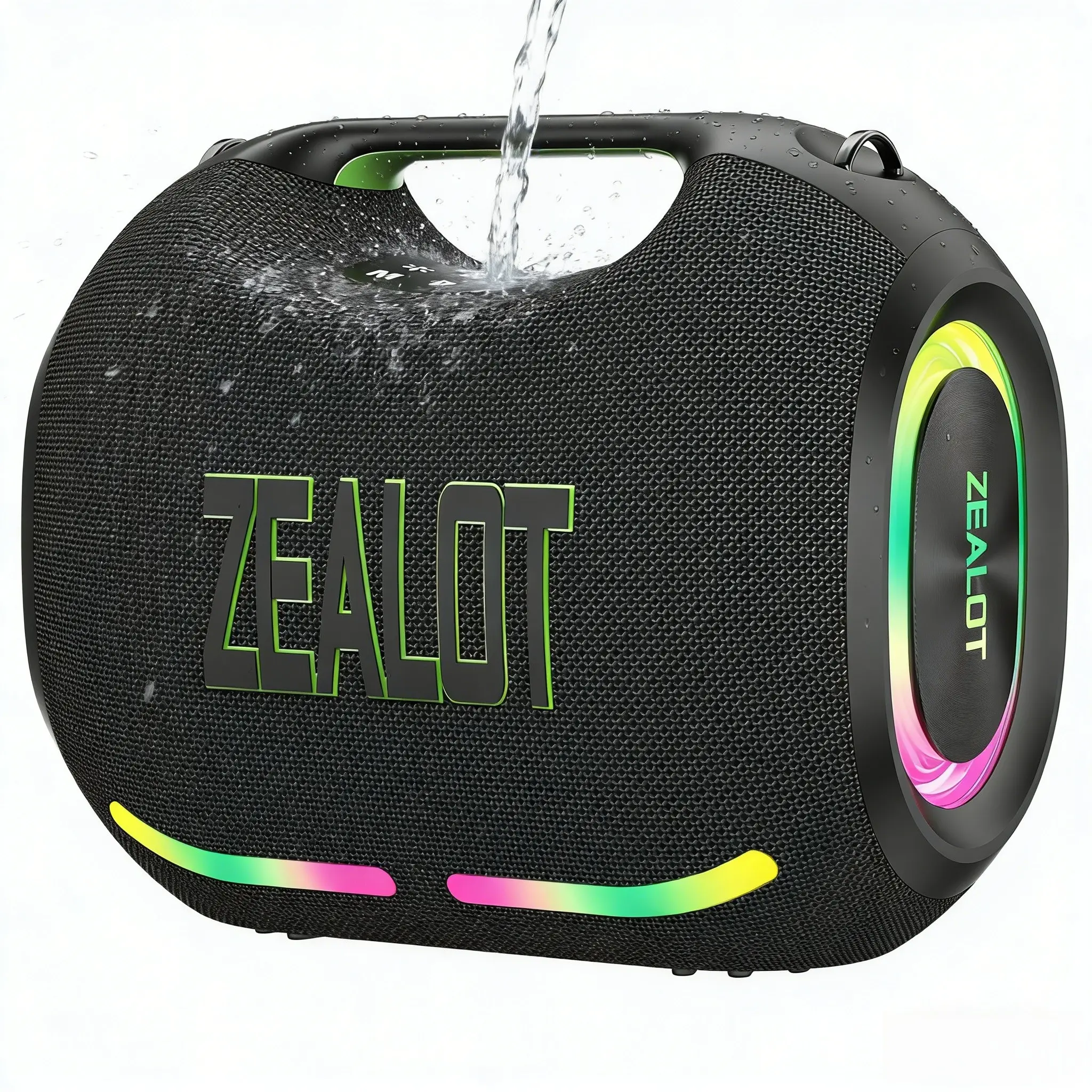 ZEALOT 120W Outdoor Bluetooth Speaker, IPX7 Waterproof Portable Boombox, HiFi Stereo, 24000mAh Long-Lasting Battery, RGB Lights, Dual Carry Modes, DSP EQ/PD Fast Charge/BT5.4, Ideal Party Companion.