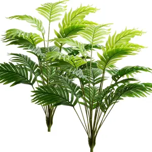 2pack Artificial Palm Leaves Tree Branches  Palms Frond Faux Tropical  for Palm Sunday Floral Arrangement Hawaiian Luau Jungle Beach Wedding Party (2, Green)