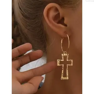 Vintage Cross Design Dangle Earrings for Women, Trendy Chic Statement Earrings, Stylish Jewelry Gift for Girlfriend, Perfect for Parties and Everyday Wear