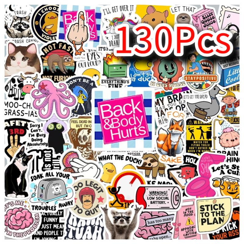 130PCS Funny Meme Stickers Pack for Adults – No Repeat, Snarky, Sarcastic & Bold Humor Waterproof Vinyl Decals, Trendy Stickers for Laptop, Hydroflask, Phone, Car, Journal, Perfect Gag Gift for Men & Women