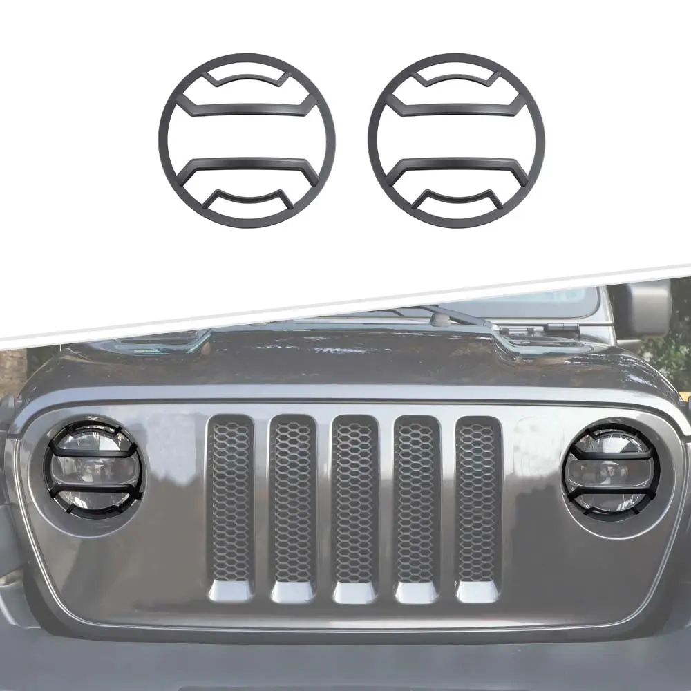 High-Quality ABS Front Headlight Guard Cover Trim - Car Exterior Decoration, DIY-Install Car Accessories Compatible with 2018+ Jeep Wrangler JL & Gladiator JT Series (As Shown), Accessories For Car