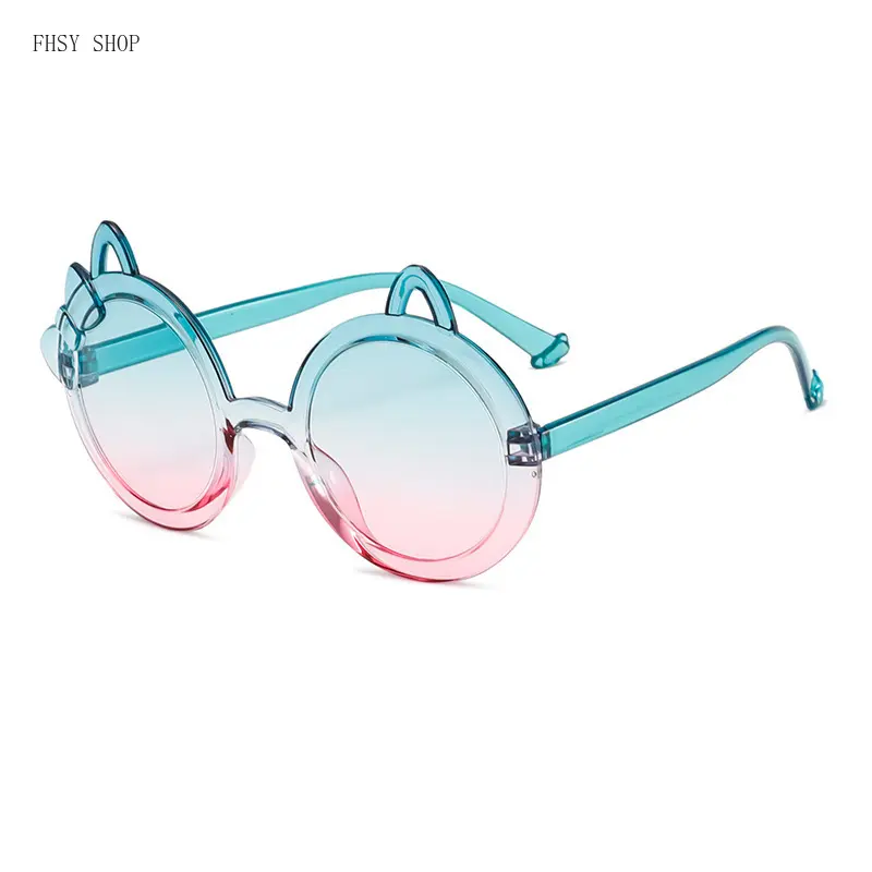 FHSY SHOP Kids Cat Ear Sunglasses - UV400 Protection, Gradient Polarized Lenses, Child-Sized Non-Prescription Glasses, 2-Tone Non-Prescription Glasses for Toddler Girls, Beach Trips, Summer Outdoor Activities, Two-Tone Non-Prescription Glasses