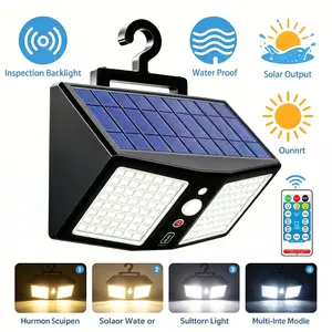Oein Solar Powered Sensor Light 5000LM 360LED Outdoor Security Light, with Remote Control 3-Step Adjustable Color Temperature, 6 Modes, IP65 Waterproof, Battery Level Display Function, Suitable for Patio, Outdoor, Garage
