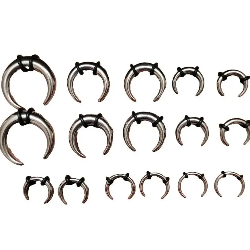 8 Pairs Steel Pinchers 0g-14g Pinchers Horseshoes Talons Tapers Crescents septum gauges 0g 2g 4g 6g 8g 10g 12g 14g stretching kit