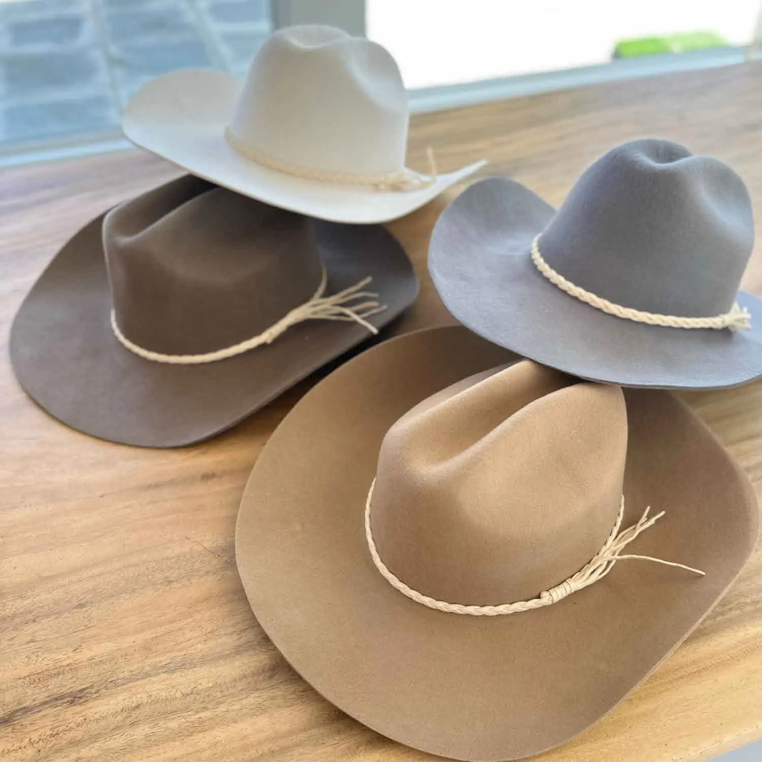 Women's Wool Cattleman Cowboy Hat with Braided Suede Belt - Western Style, Cowgirl Fashion, Ranch Girl Aesthetic, Boho Western Hats | SOLOVE