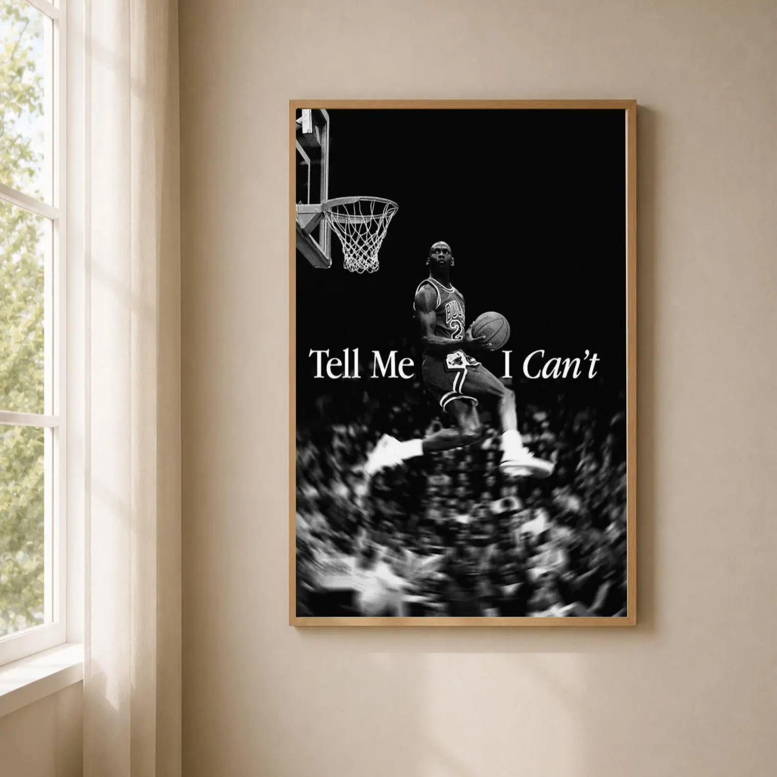Michael Jordan Dunk Poster - Black and White Motivational Basketball Art, Home Decor Sports Print