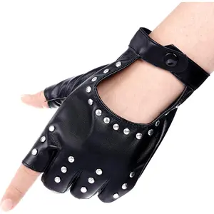 Men’s Half Finger PU Faux Leather Gloves – Cosplay, Party, Driving & Outdoor Sports