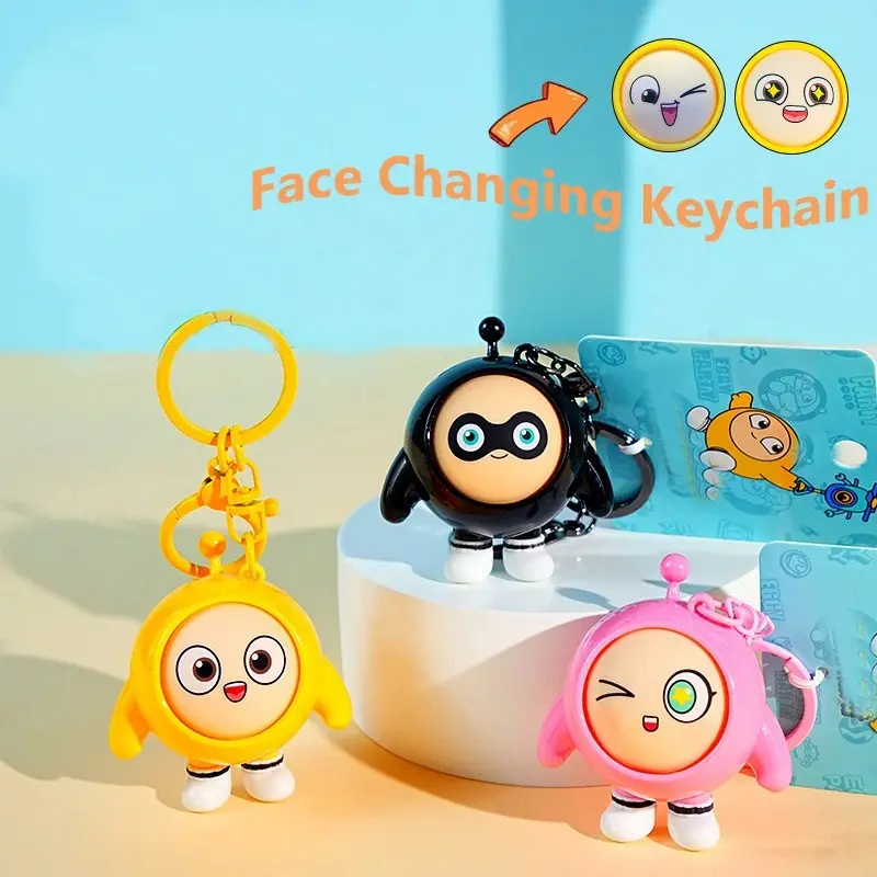 Creative Variable face Keychain for Women Men student fans Cartoon Gifts Keys Holder face Changing