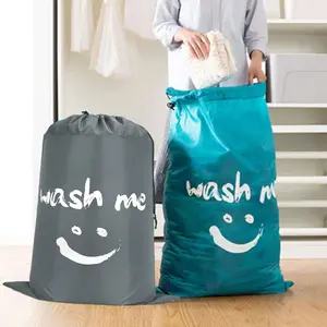 Large Drawstring Laundry Bag, Durable Polyester Material, Oval & Rectangular Design, Travel & Home Use, Available in 4 Sizes